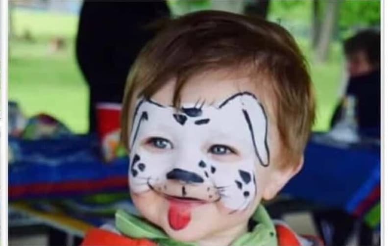 Boy with dalmatian face painting